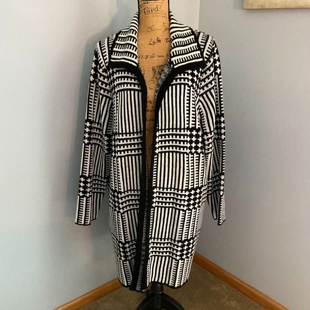 Cable & Gauge Black and White Sweater Coat Women Size 1X
